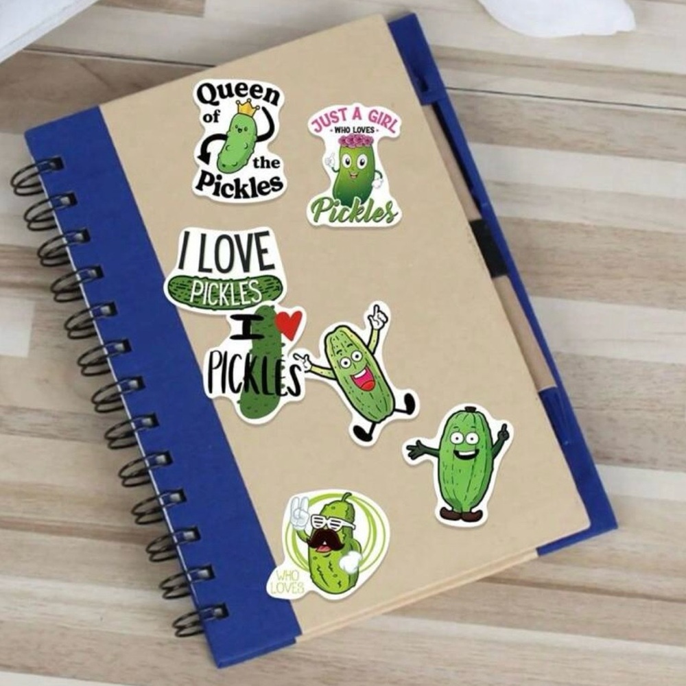 50 Green Pickle Stickers Funny & Fun - Picture 6 of 7